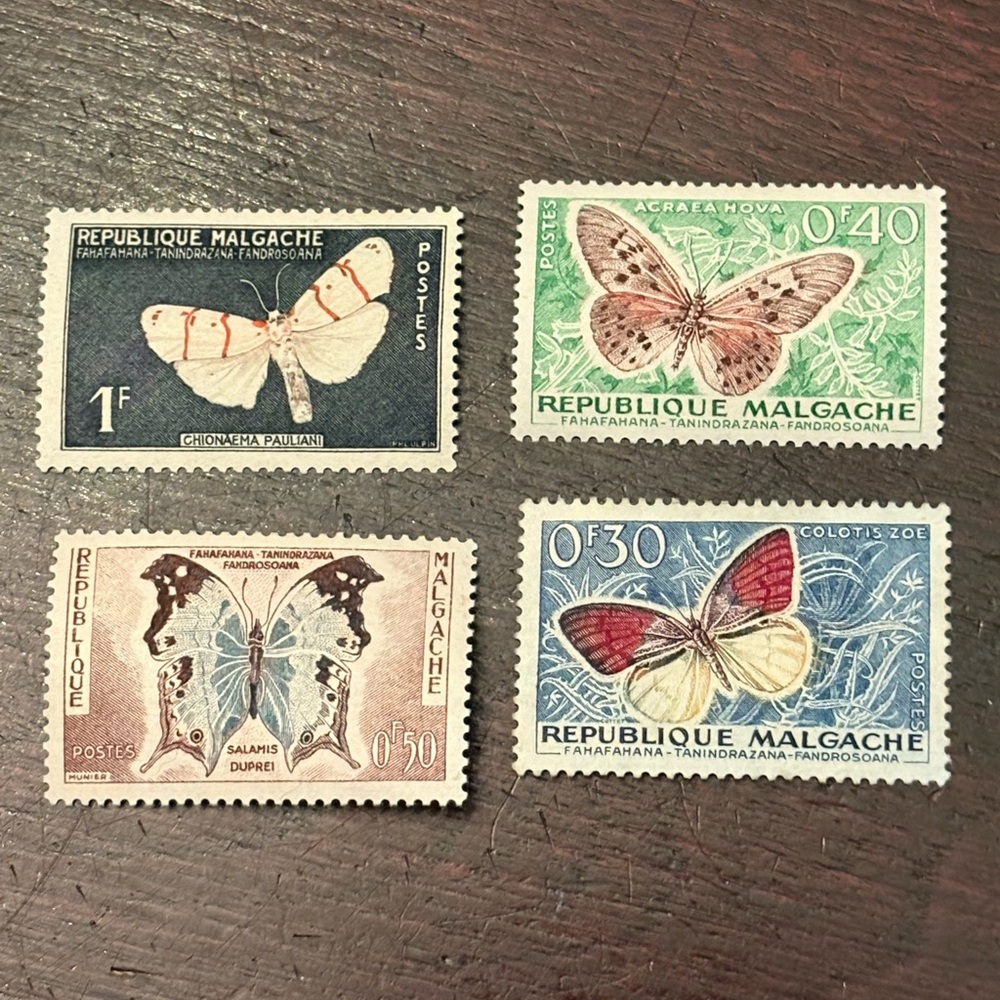 Republique Malgache Butterfly Postage Stamps 4 count lot